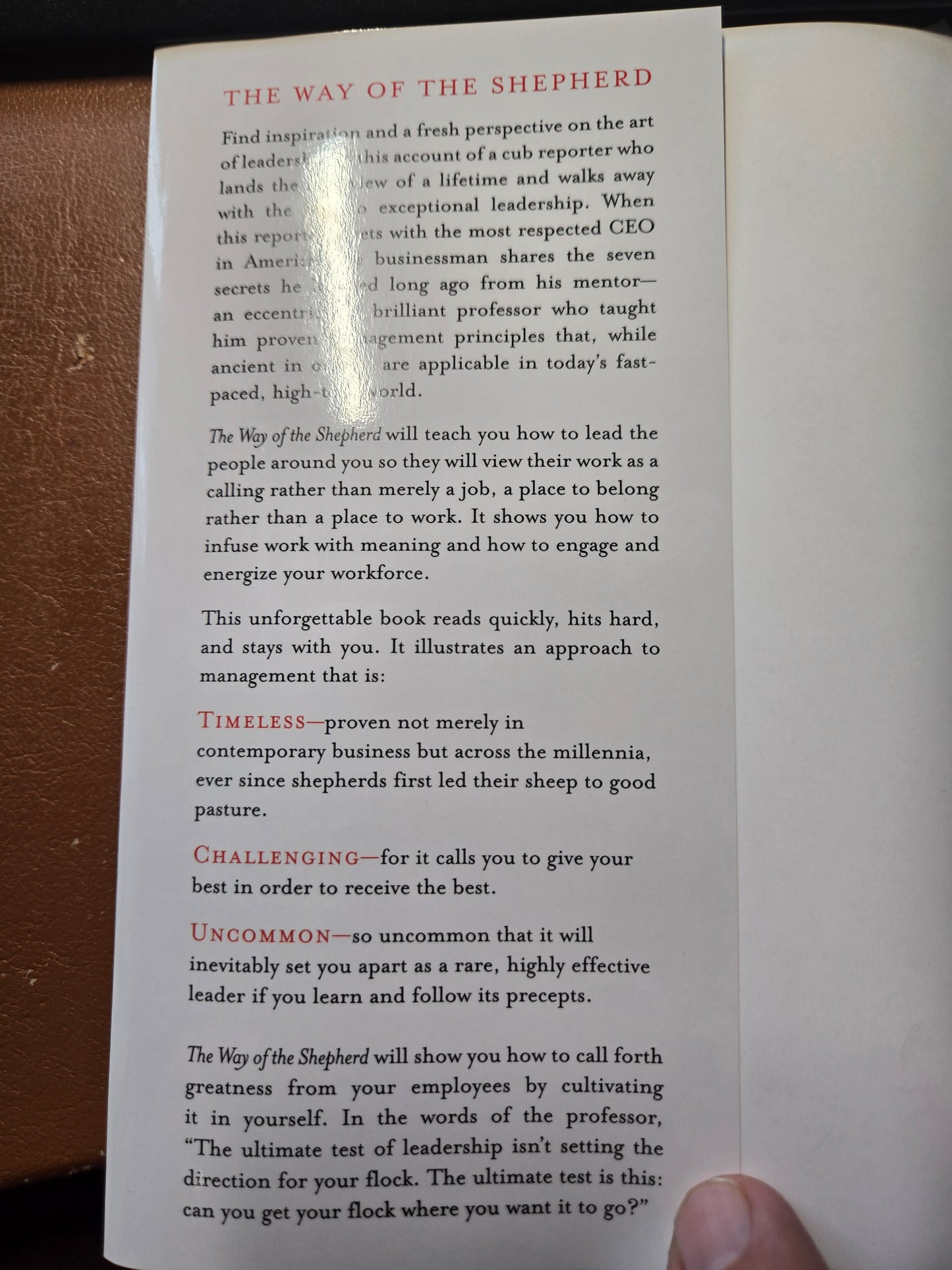 The "Way of the Shepherd" book by Kevin Leman